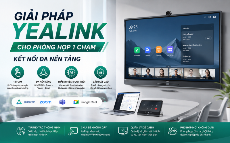 Giải pháp Yealink cho phòng họp 1 chạm - Kết nối đa nền tảng
